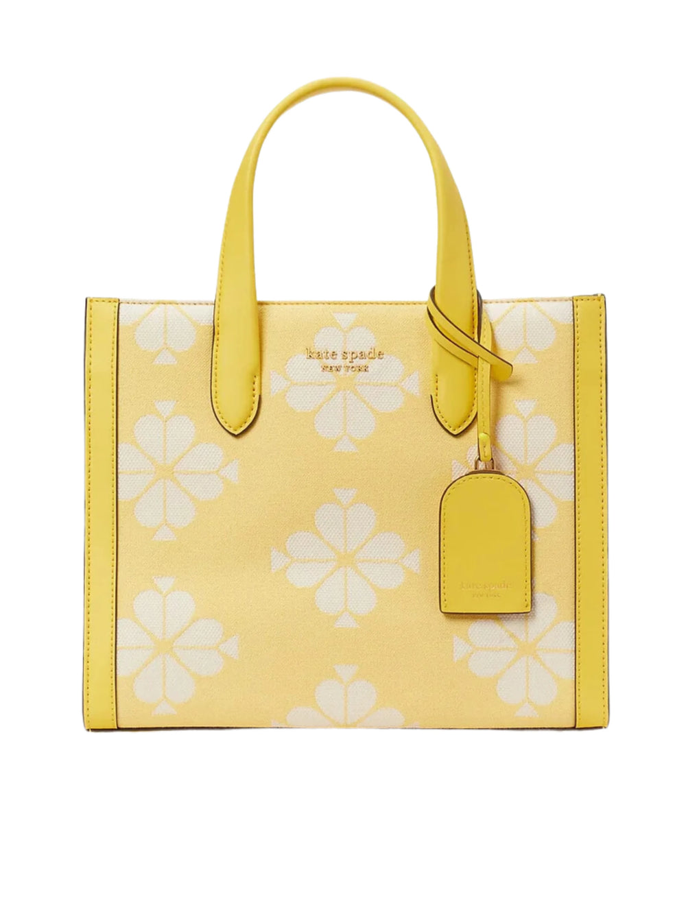 bagian-depan-Kate-Spade-Flower-Jacquard-Two-Tone-Canvas-Manhattan-Small-Tote-Dandelion-Yellow-Multi