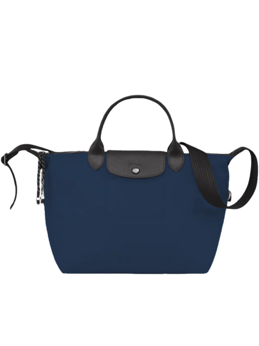 bagian-depan-Longchamp -Le -Pliage -Medium -Energy -Top -Handle -Bag- Navy