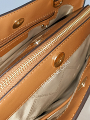 closure-lock-Michael-Kors-Edith-Small-Logo-Satchel-Brown