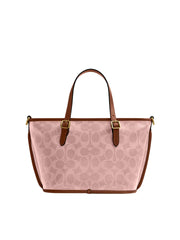 Coach Taxi Tote Bag 21 In Signature Canvas Pink Sable