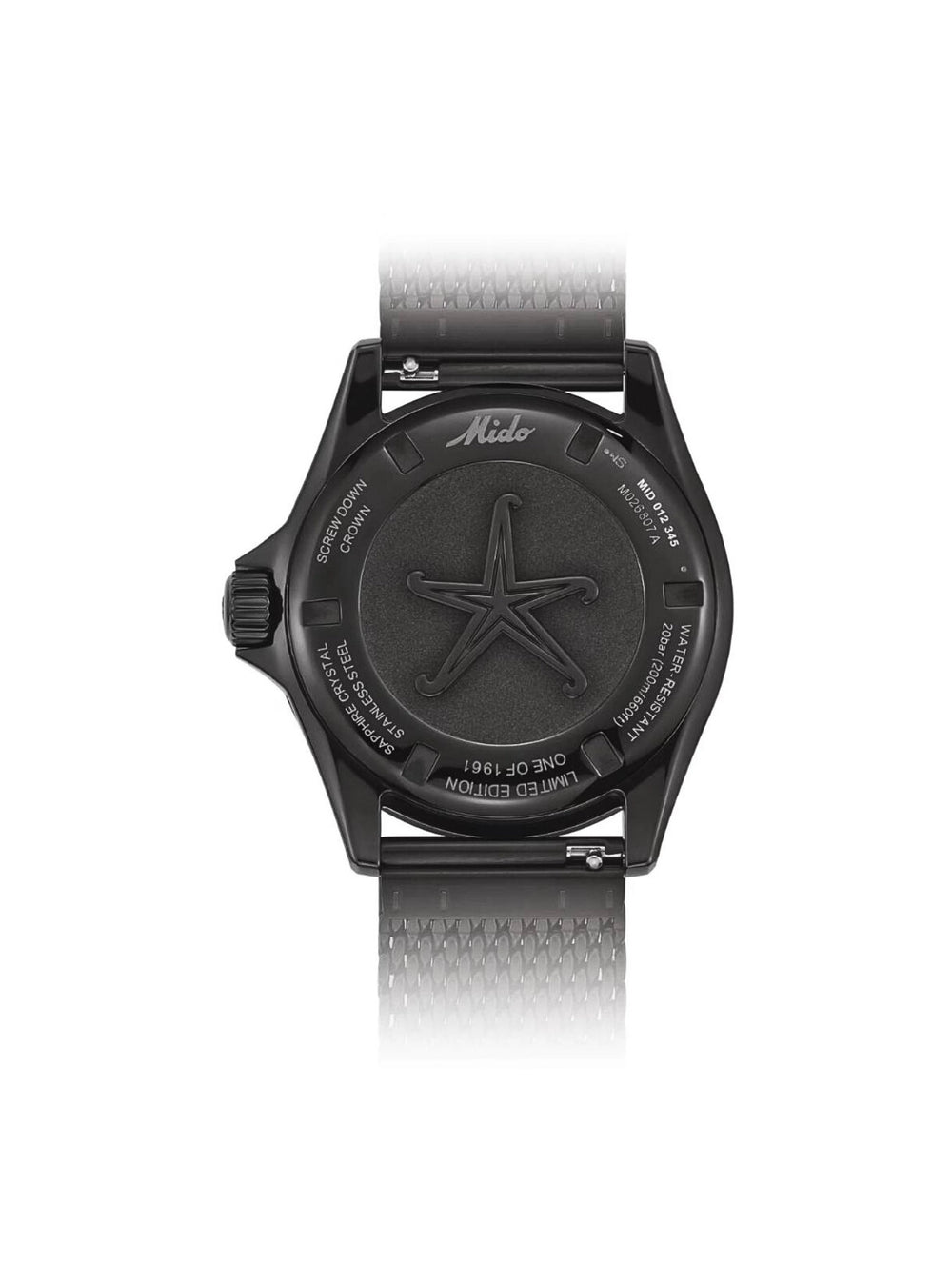 detail-belakang-Mido-Ocean-Star-Automatic-Decompression-Timer-1961-Mesh-Strap-Limited-Edition-Extra-Strap-Watch