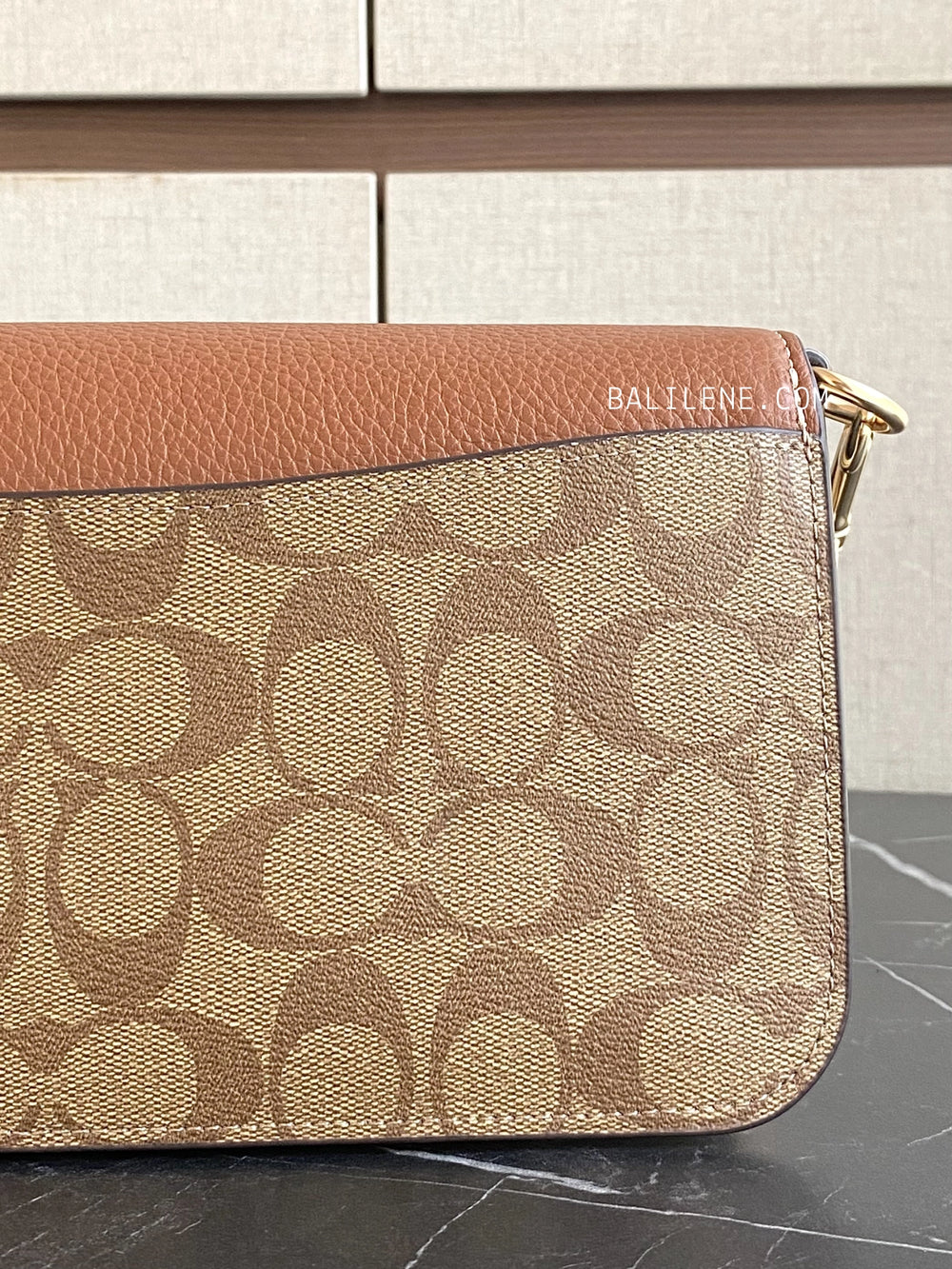 detail-belakang-Morgan-Shoulder-Bag-In-Colorblock-Signature-Canvas-Khaki-Multi-balilene
