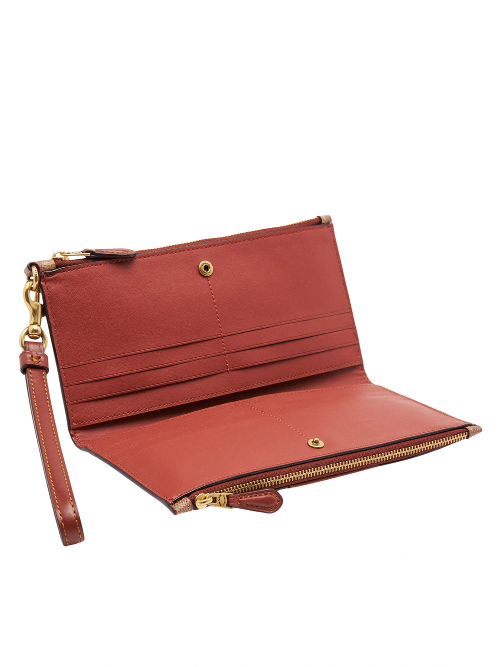 detail-dalam-Coach-Double-Zip-Wallet-Signature-Canvas-Tan-Rust