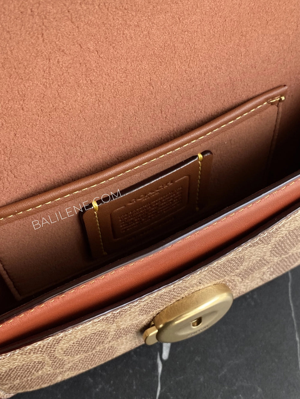 detail-dalam-Coach-Tabby-Wristlet-In-Signature-Canvas-Tan-Rust-balilene