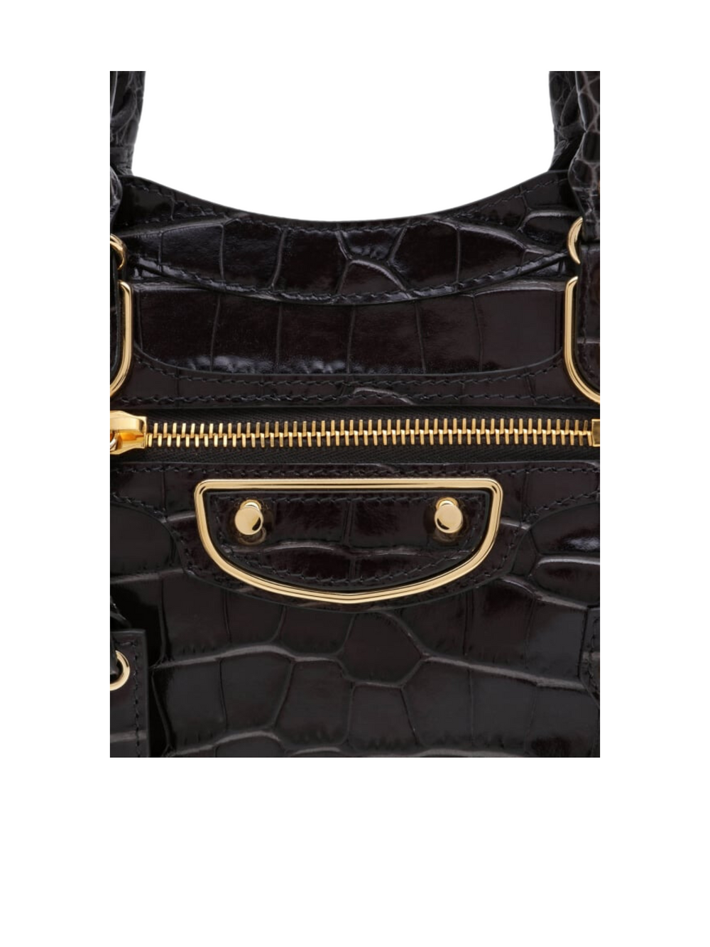 detail-depan-Balenciaga-Mettalic-Mini-City-Edge-Croco-Black-Ghw