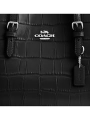 Coach Mollie Tote Bag 25 Croco-Embossed Black