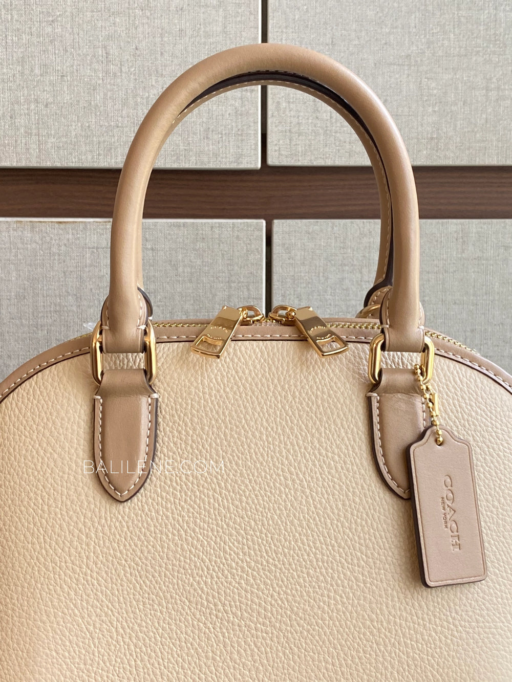 detail-depan-Coach-Sabrina-Satchel-Bag-In-Colorblock-Ivory-Taupe-balilene