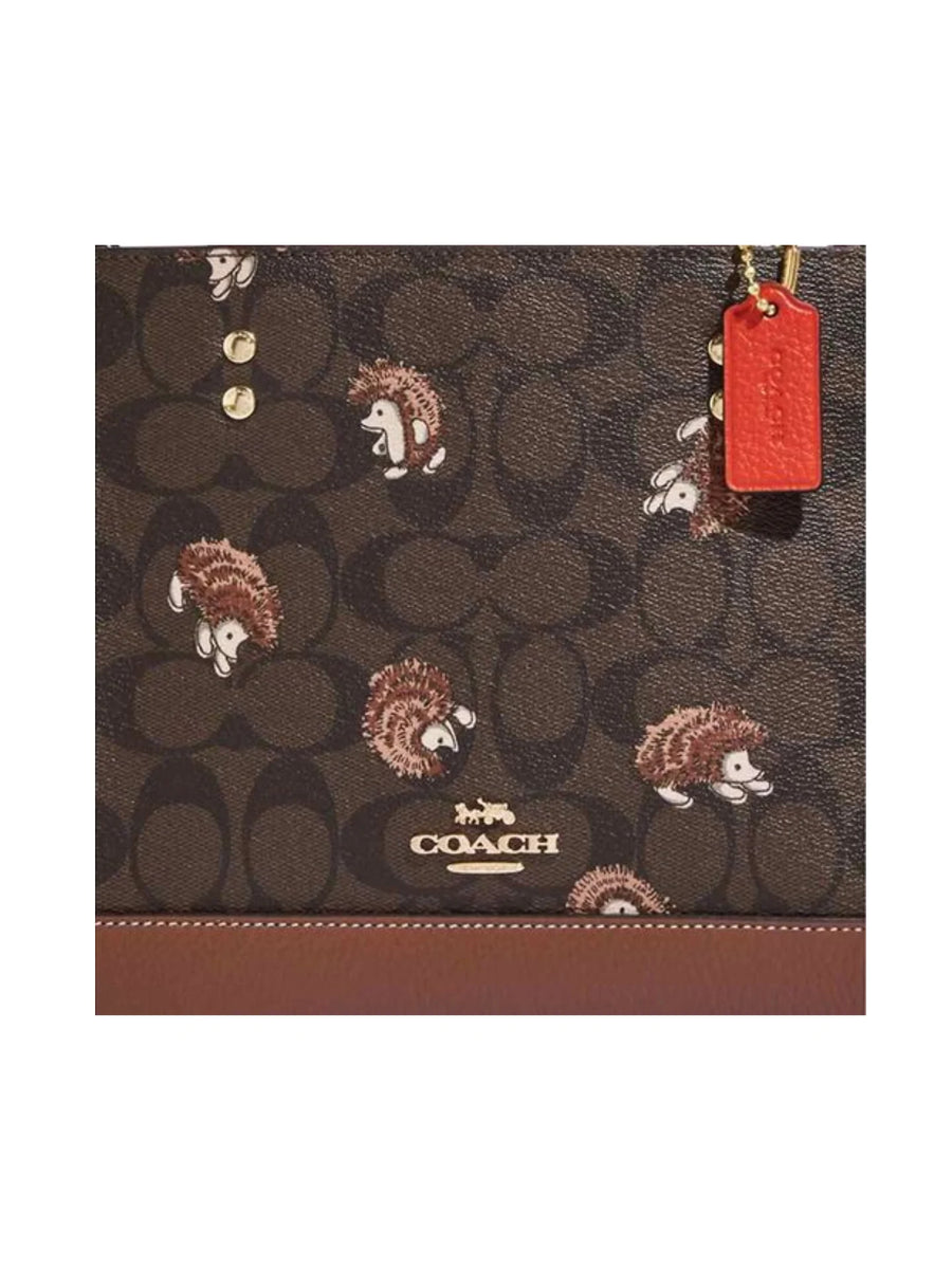 COACH Dempsey Tote 22 In factory Signature Canvas With Hedgehog Print - CC769 GOLD/BROWN