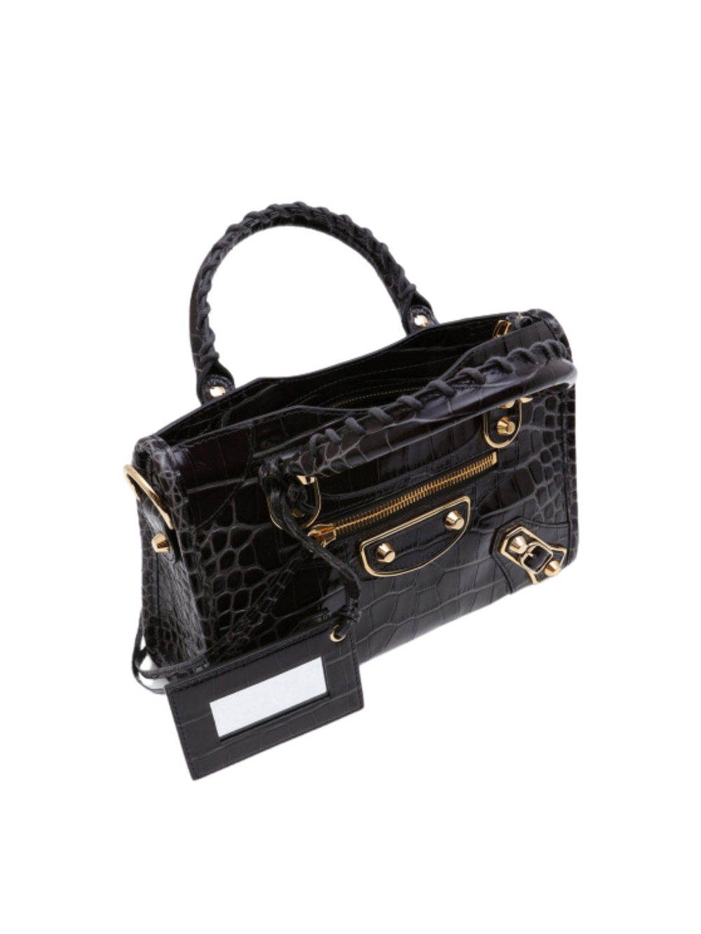 detail-samping-Balenciaga-Mettalic-Mini-City-Edge-Croco-Black-Ghw
