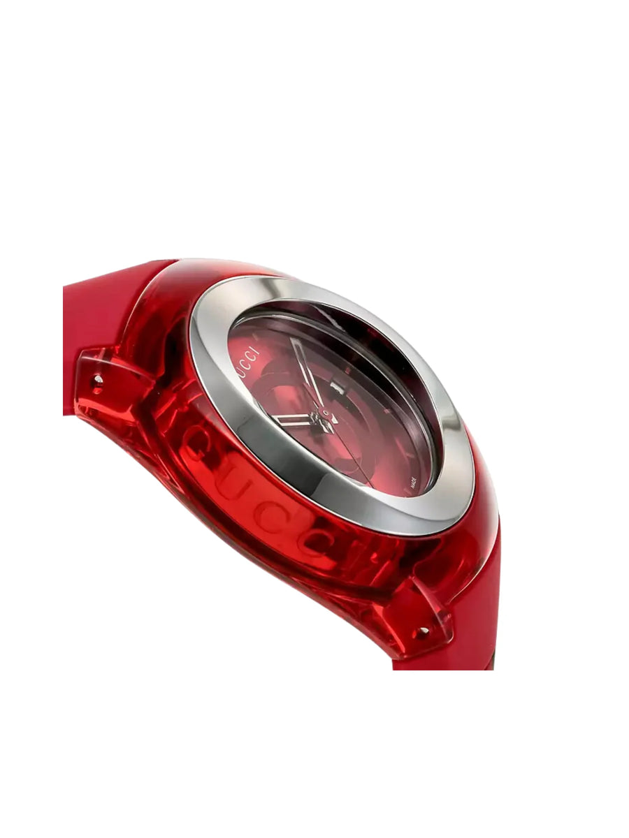 Gucci Sync 36MM Stainless Steel Red Rubber Strap Watch Balilene