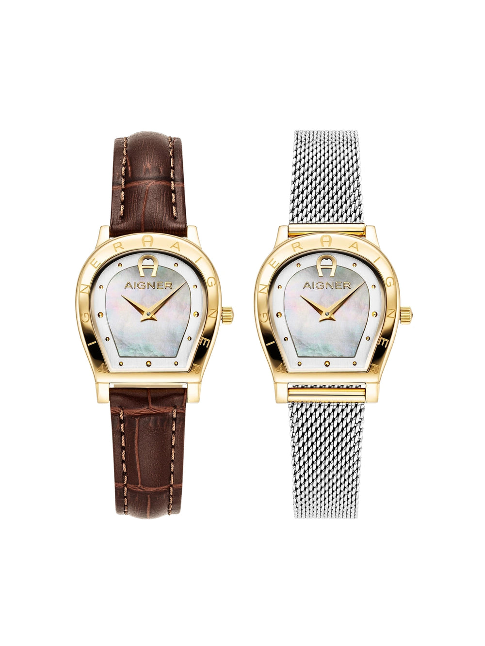 gambar-Aigner-Set-White-Gold-Silver-Stailess-Steel-Dark-Brown-Leather-Womens-Watch