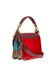 gambar-Coach-Beat-18-Leather-Colorblock-Gusset-Crossbody-Tan-Electric-Red