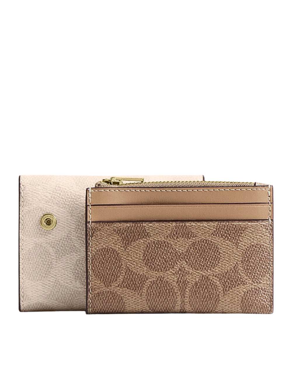 gambar-Coach-Card-Holder-Wallet-In-Blocked-Signature-Canvas-Sand-Tan