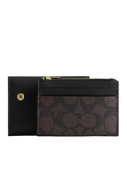 gambar-Coach-Card-Holder-Wallet-In-Signature-Canvas-Walnut-Black