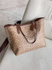 gambar-Coach-City-Tote-Bag-In-Signature-Canvas-Tan-Brown-balilene