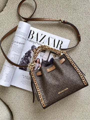 gambar-Michael-Kors-Mina-Small-Signature-Logo-Chain-Crossbody-Bag-Brown-balilene