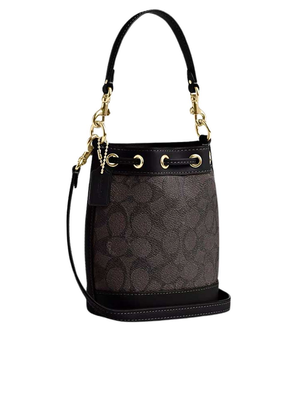 gambar-belakang-Coach-Mini-Bucket-Bag-In-Signature-Canvas-Walnut-Black