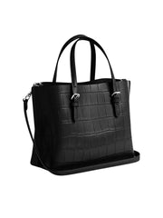 Coach Mollie Tote Bag 25 Croco-Embossed Black