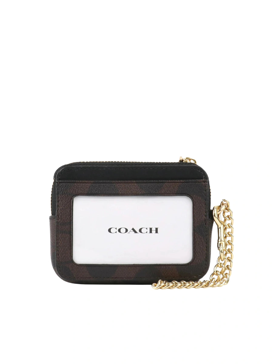 Coach Zip outlet Card Case In Signature Canvas