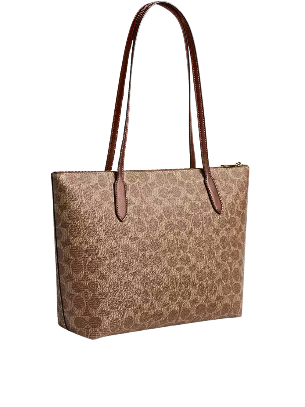 gambar-belakang-Coach-Zip-Top-Tote-Bag-In-Signature-Canvas-Tan-Brown