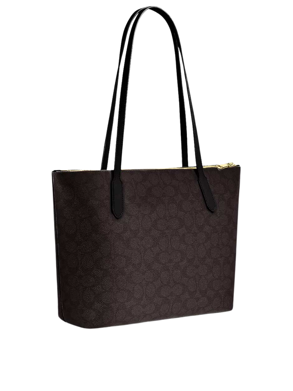 gambar-belakang-Coach-Zip-Top-Tote-In-Signature-Canvas-Walnut-Black