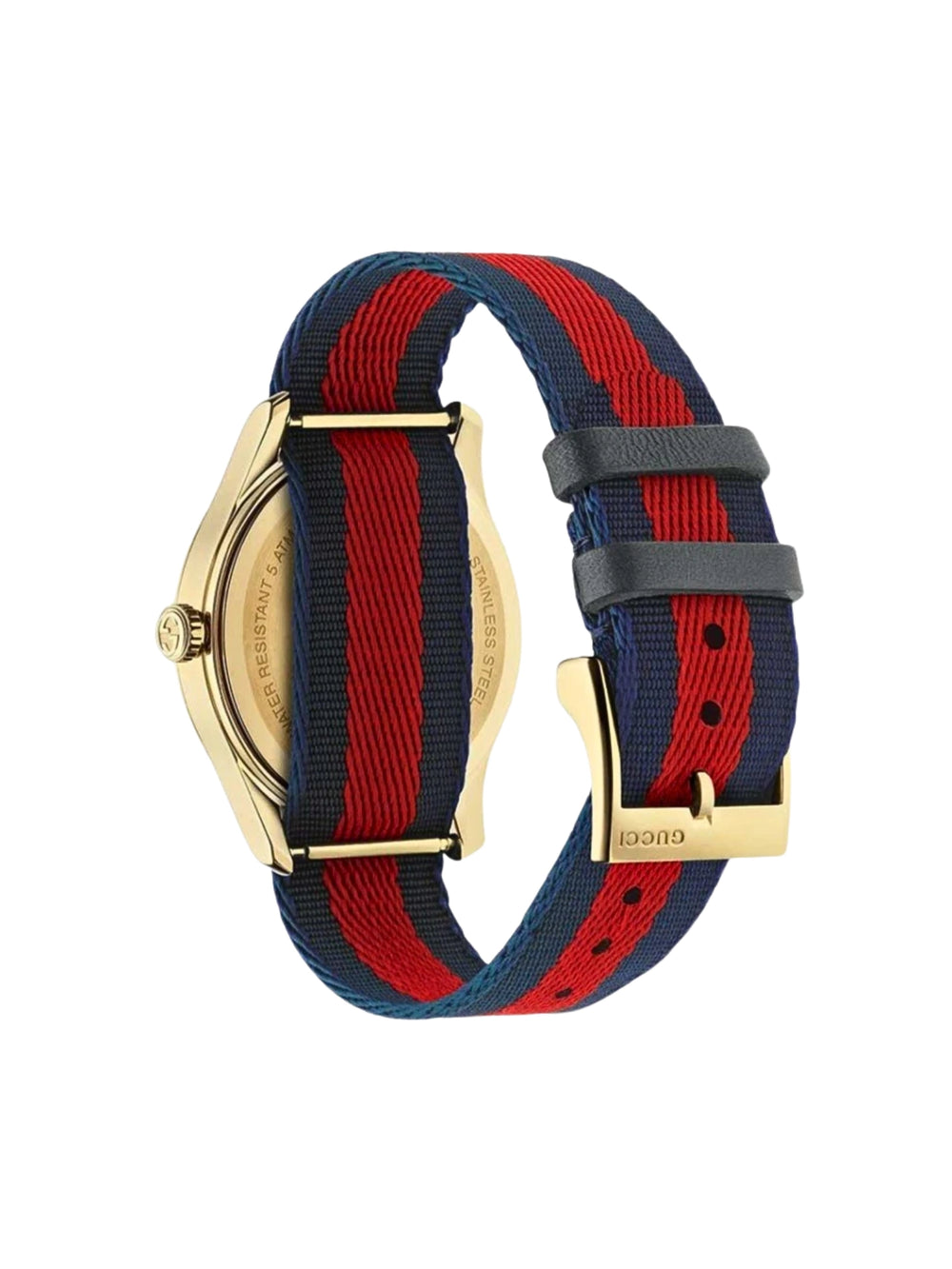 gambar-belakang-Gucci-G-Timeless-Bee-Red-_-Blue-Dial-Red-Two-Tone-Nylon-Strap-Watch