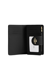 gambar-dalam-Coach-Medium-Corner-Zip-Wallet-In-Signature-Canvas-Tan-Black