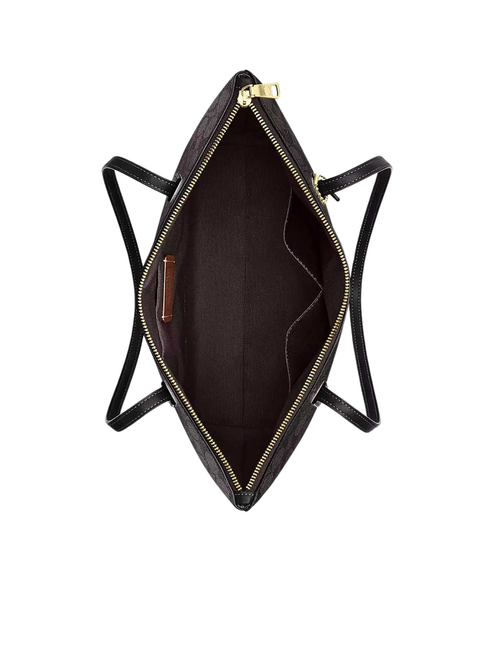 gambar-dalam-Coach-Zip-Top-Tote-In-Signature-Canvas-Walnut-Black