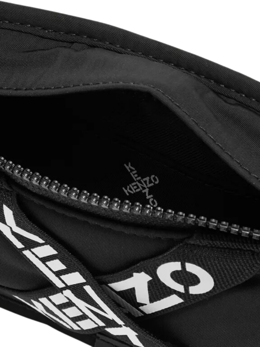 Kenzo Logo Print Flat Belt Bag Black Balilene