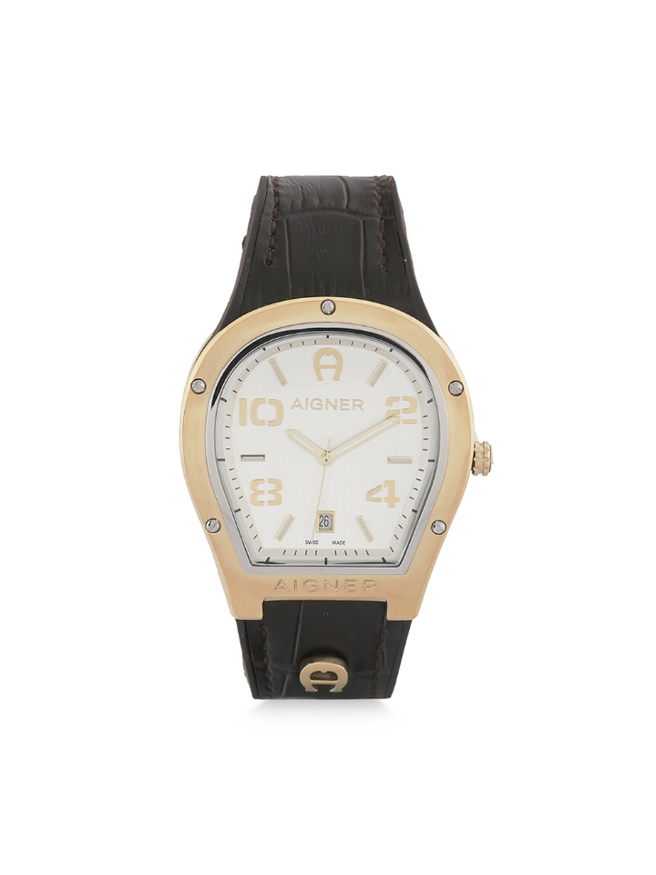 Aigner Roma White Dial Leather Strap Watch