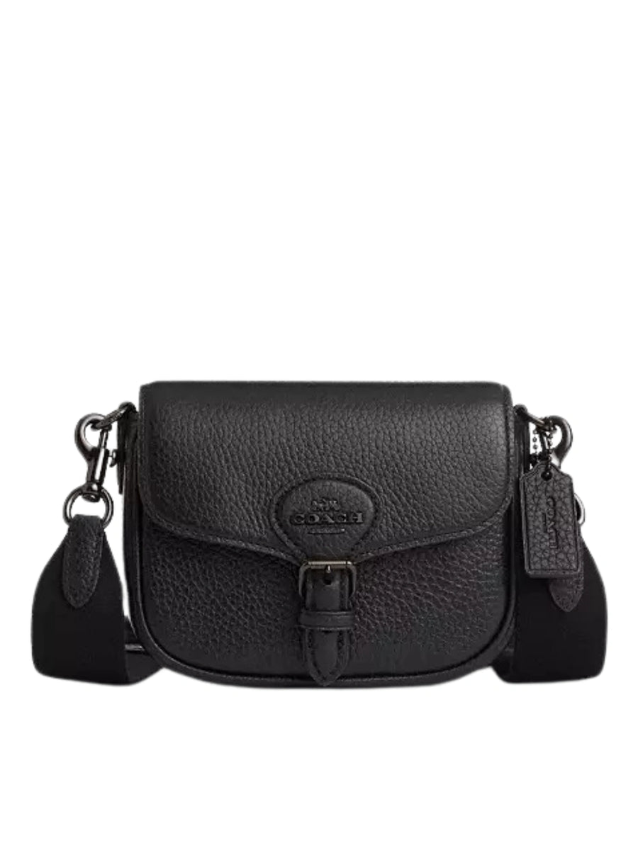 Coach Amelia Leather Small Saddle Bag Tonal Black Balilene