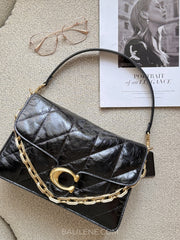 gambar-depan-Coach-Chain-Tabby-Shoulder-Bag-30-With-Quilting-Black-balilene