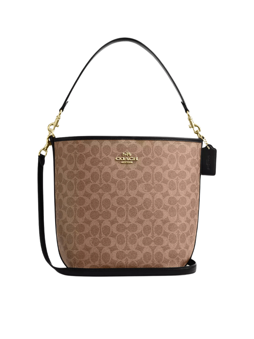 gambar-depan-Coach-City-Large-Bucket-Bag-In-Signature-Canvas-Tan-Black