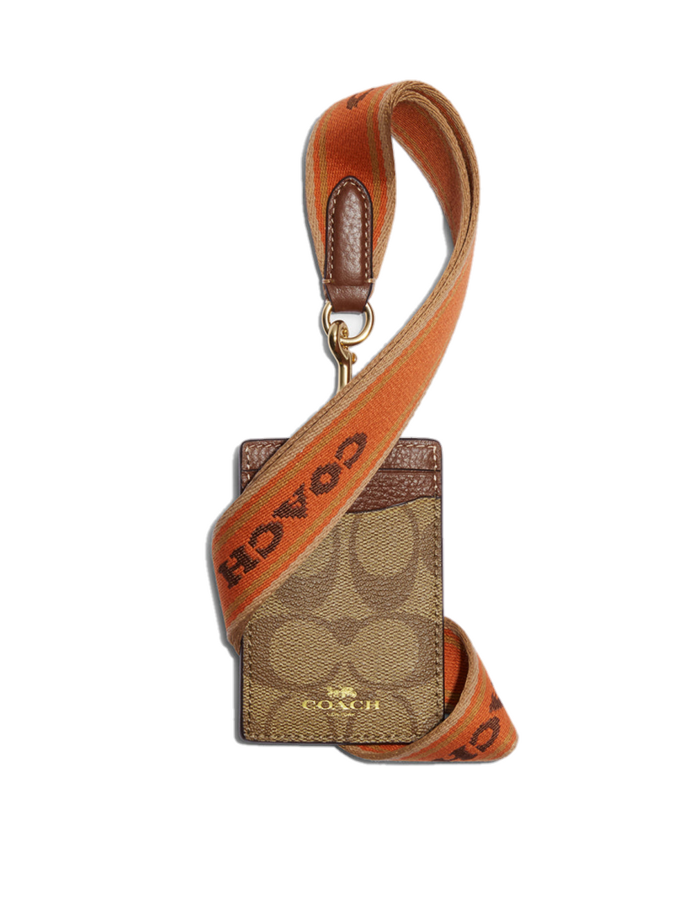 gambar-depan-Coach-Id-Lanyard-In-Signature-Canvas-with-Webbing-Strap-Khaki-Multi