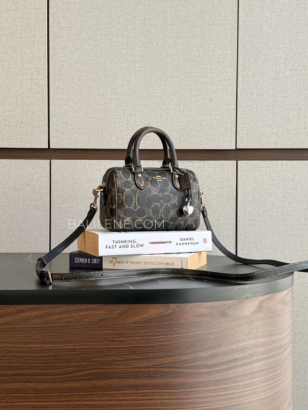 gambar-depan-Coach-Mini-Rowan-Crossbody-Bag-In-Loved-Signature-Canvas-With-Charms-Brown-balilene