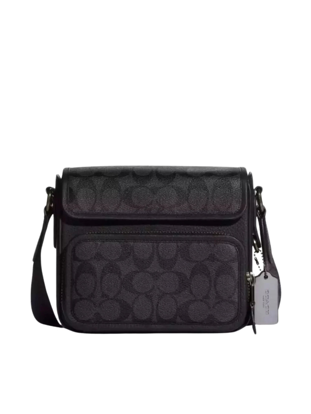 gambar-depan-Coach-Sullivan-Flap-Crossbody-In-Signature-Canvas-Charcoal-Black