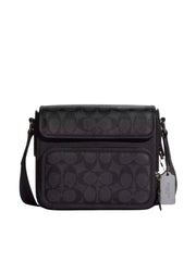 gambar-depan-Coach-Sullivan-Flap-Crossbody-In-Signature-Canvas-Charcoal-Black
