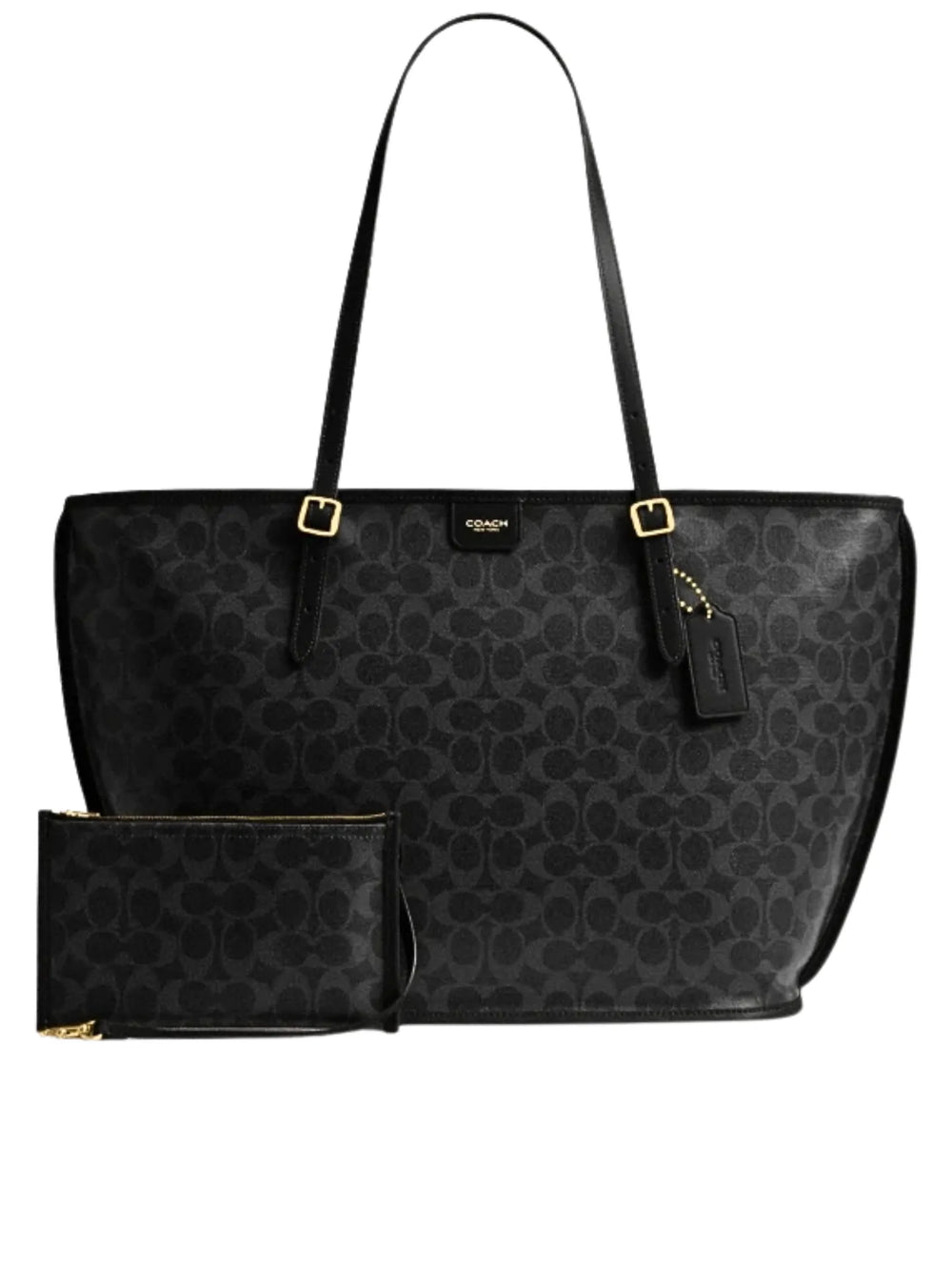 gambar-depan-Coach-Taxi-Tote-Bag-In-Signature-Canvas-Black