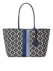 gambar-depan-Kate-Spade-Flower-Jacquard-Stripe-Large-Tote-Blue-Multi