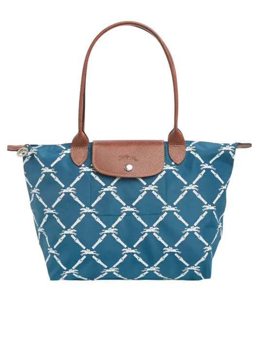 gambar-depan-Longchamp-Le-Pliage-Lattice-Logo-Horse-Print-Medium-Long-Handle-PaonWEBP