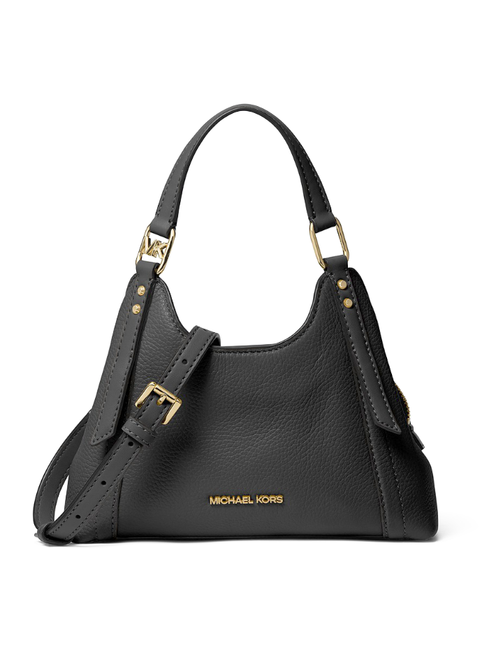 gambar-depan-Michael-Kors-Arlo-Small-Pebbled-Leather-Crossbody-Bag-Black