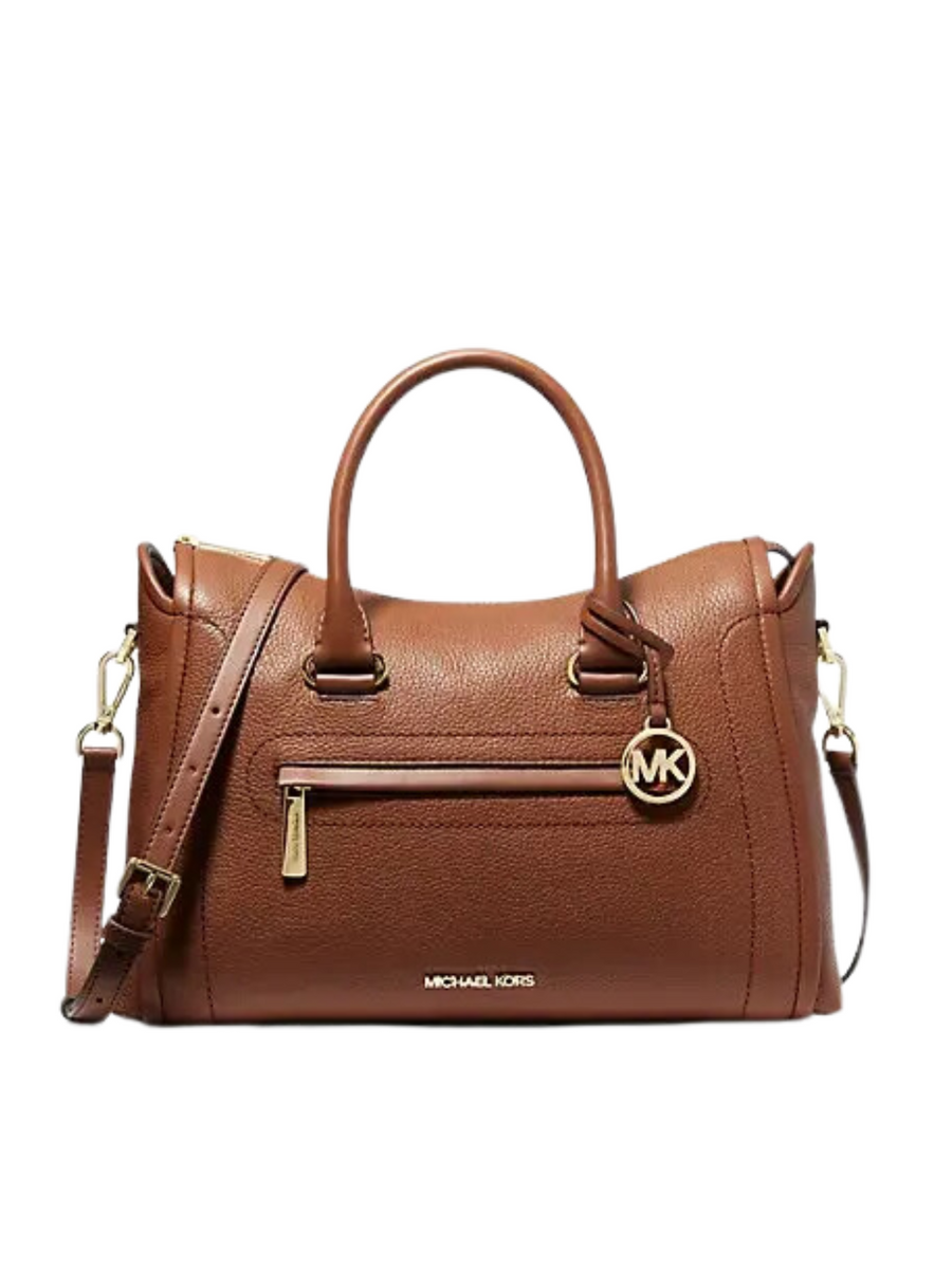 Michael Kors Carine Large Top Zip Leather Satchel Luggage