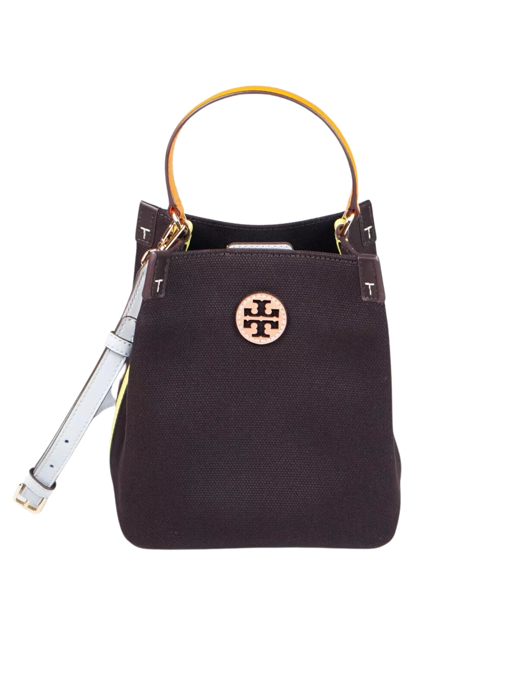 gambar-depan-Tory-Burch-Blake-Canvas-Color-Block-Bucket-Bag-Dark-Mahogany