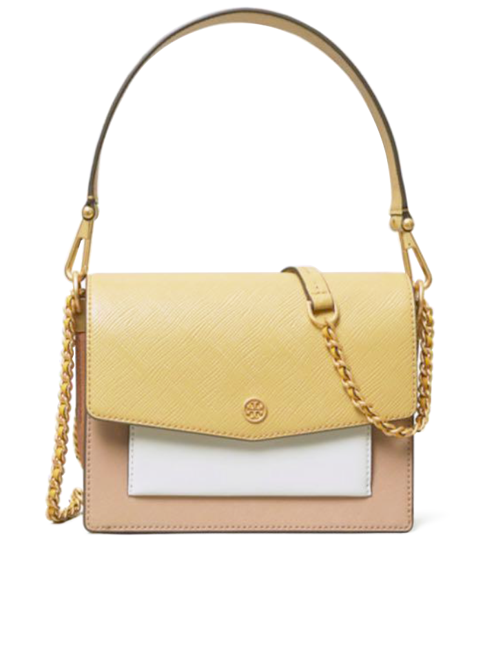 gambar-depan-Tory-Burch-Robinson-Color-block-Convertible-Shoulder-Bag-In-Beeswax-Multi