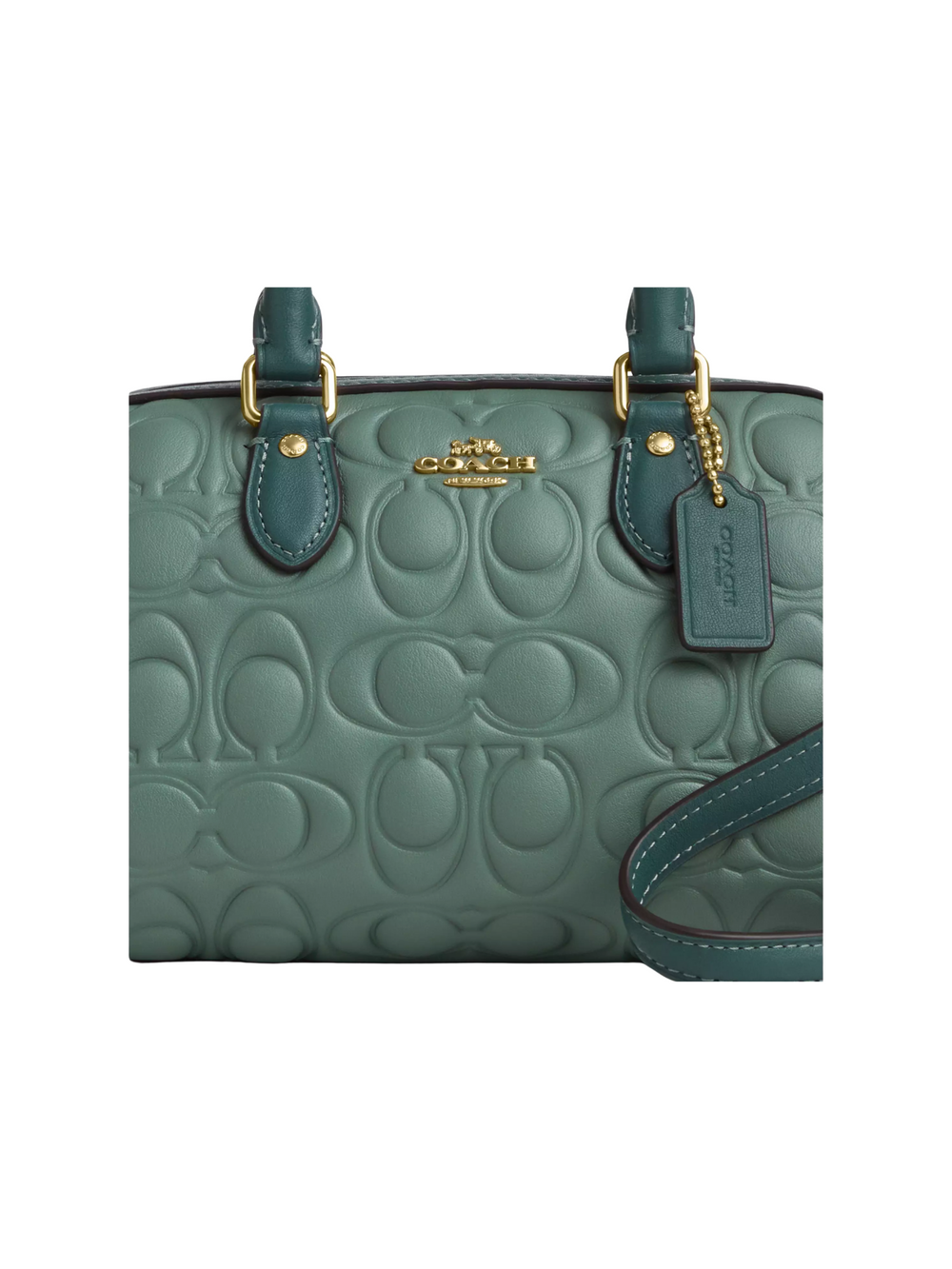 gambar-detail-Coach-Mini-Rowan-Crossbody-Bag-In-Blocked-Signature-Leather-Sage-Dark-Turquoise