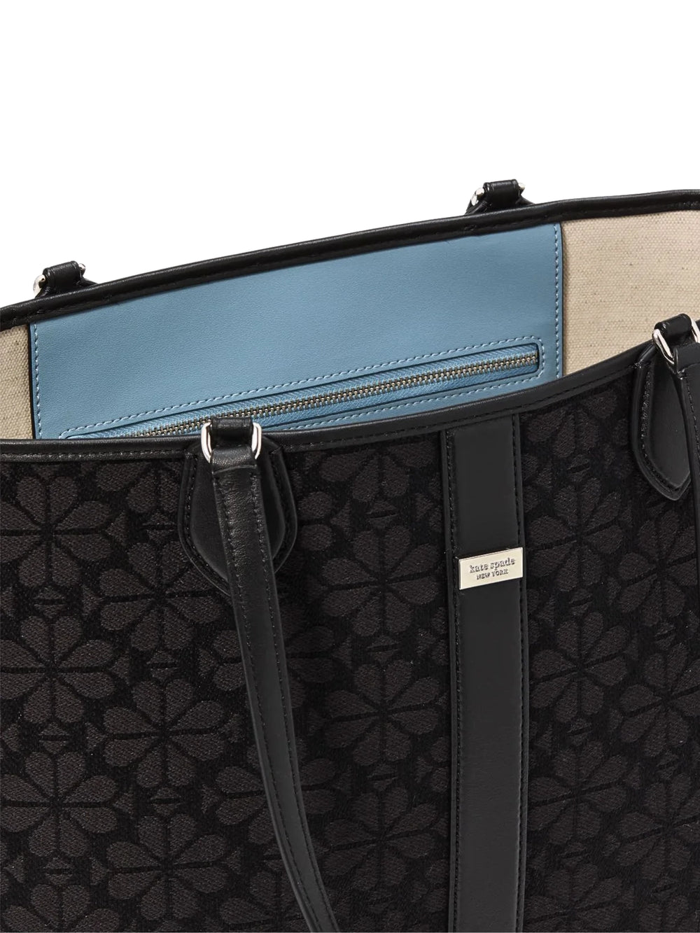 gambar-detail-Kate-Spade-Flower-Jacquard-Medium-Open-Tote-Black-Multi