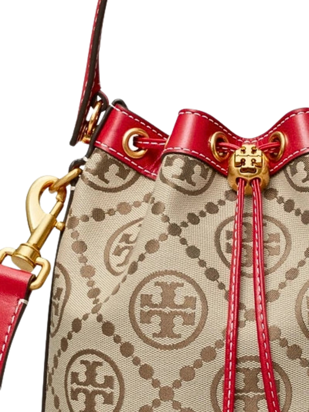 gambar-detail-Tory-Burch-T-Monogram-Jacquard-Bucket-Bag-Hazelnut-Tory-Red