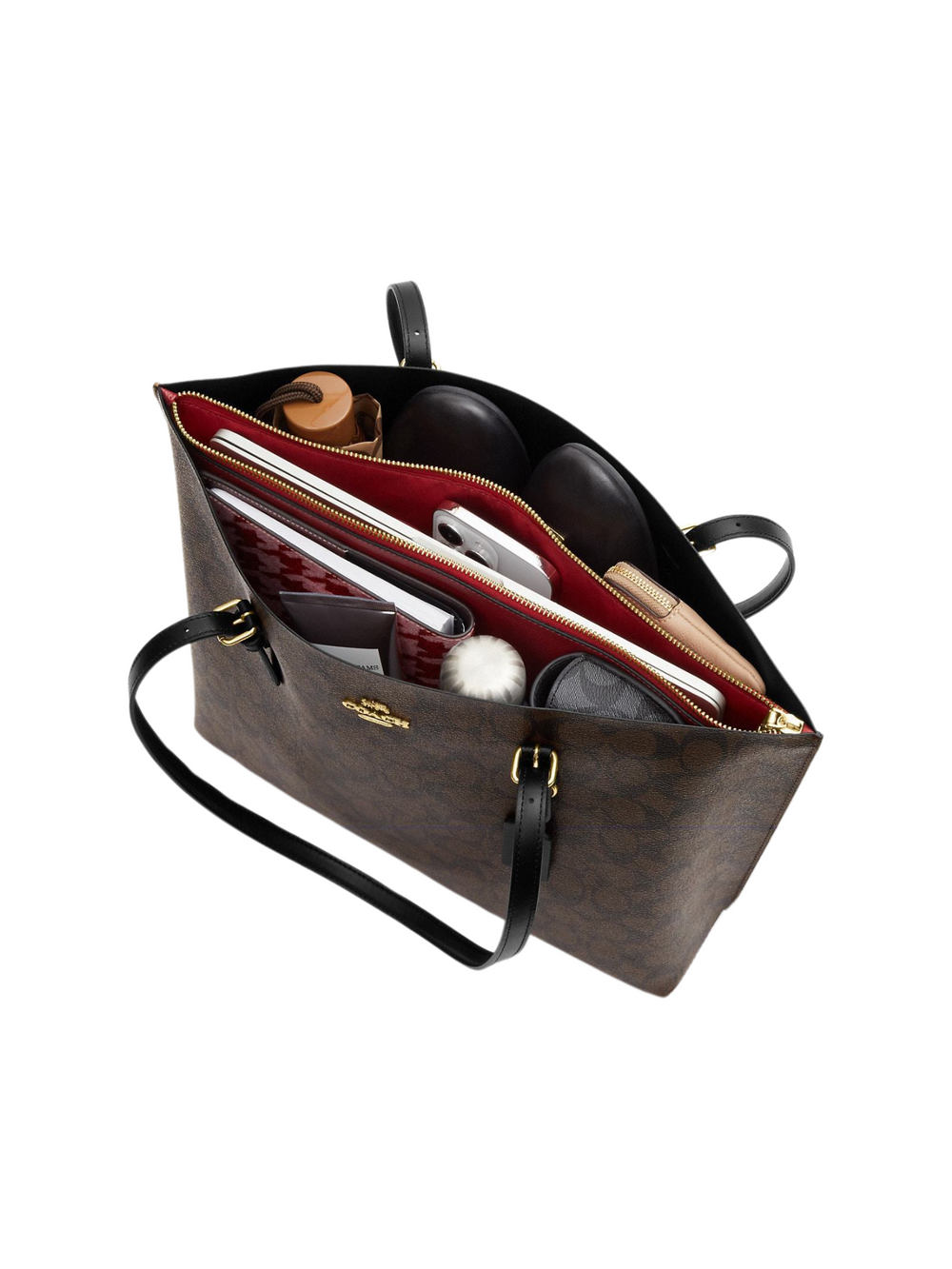 gambar-isi-Coach-Mollie-Tote-In-Signature-Canvas-Black