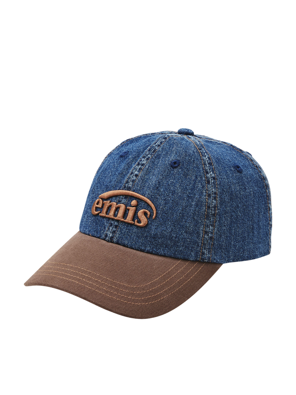 gambar-samping-Emis-Washed-Denim-Ball-Cap-Blue-Brown