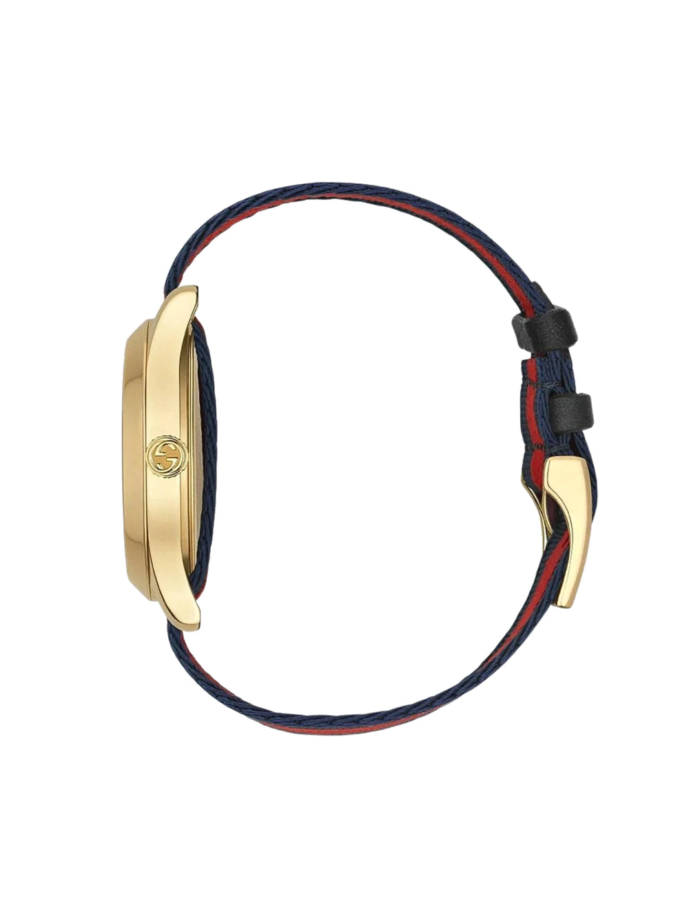 gambar-samping-Gucci-G-Timeless-Bee-Red-_-Blue-Dial-Red-Two-Tone-Nylon-Strap-Watch